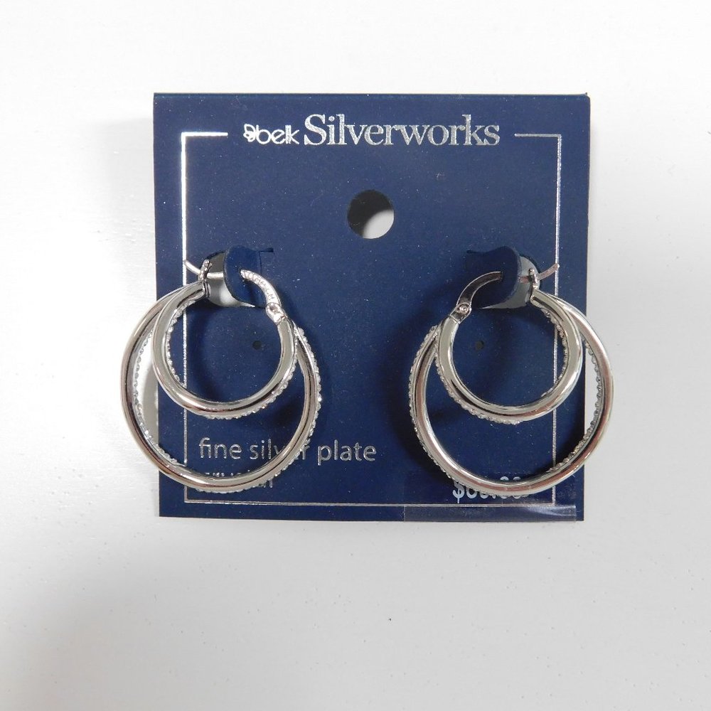 Belk Silverworks Fine Silver Plate Crystal Earrings